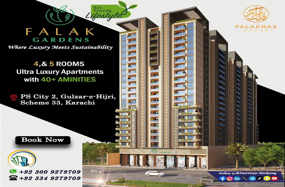 2 Bed Apartment for Sale in Falak Gardens, Scheme 33, Karachi