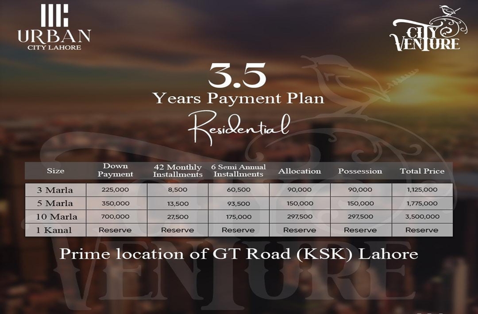 3 marla plot for sale in Urban City Lahore
