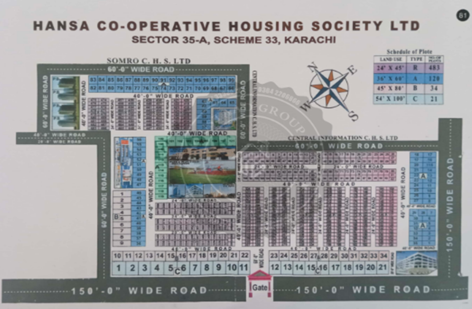 120 square yard plot for sale in Hansa Society Karachi