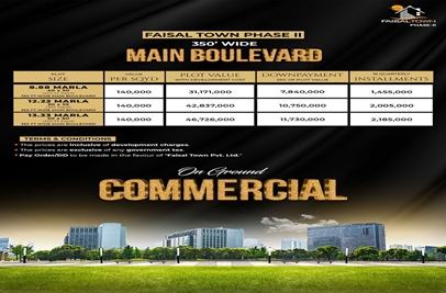 13.30 Marla Plot for Sale in Faisal Town Phase 2 Main Boulevard Islamabad
